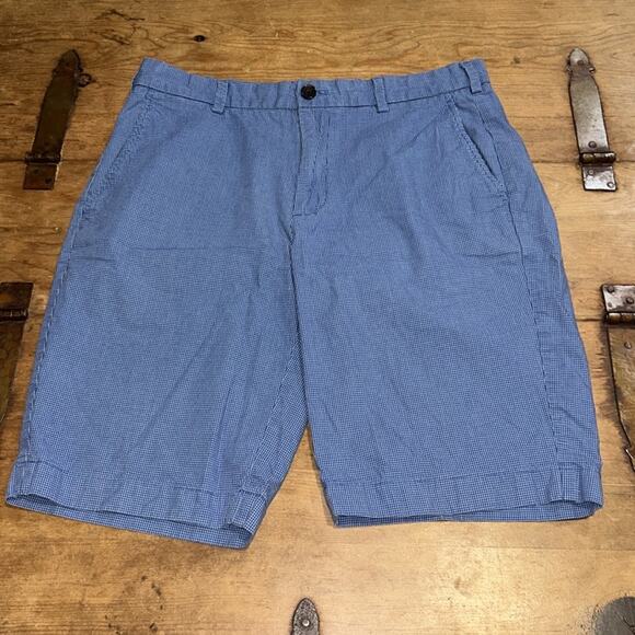 Brooks Brothers Light Blue Checkered Cotton Shorts Size 34 - Picture 1 of 11